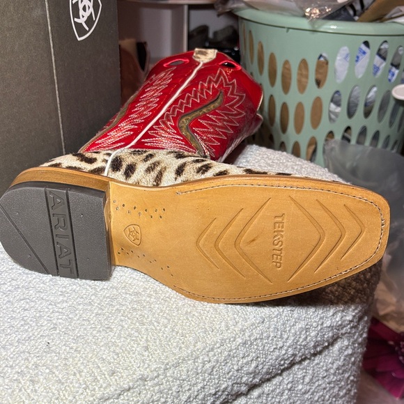 Ariat Red and Leopard Cowboy Boots - Picture 6 of 9